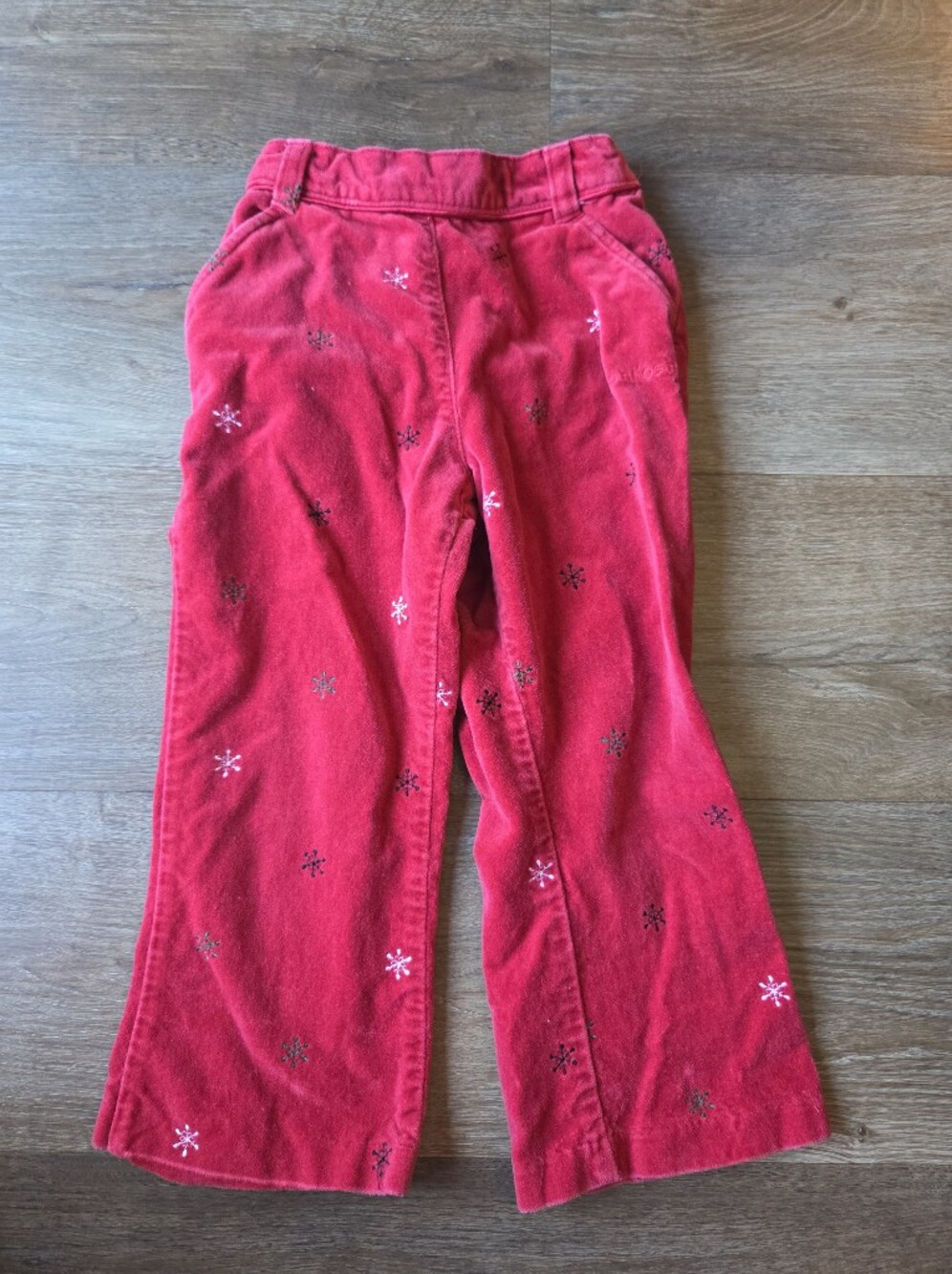 Vintage Y2K Oshkosh B'gosh Red Velvet Snowflake Christmas Holiday Girls Pants 4T